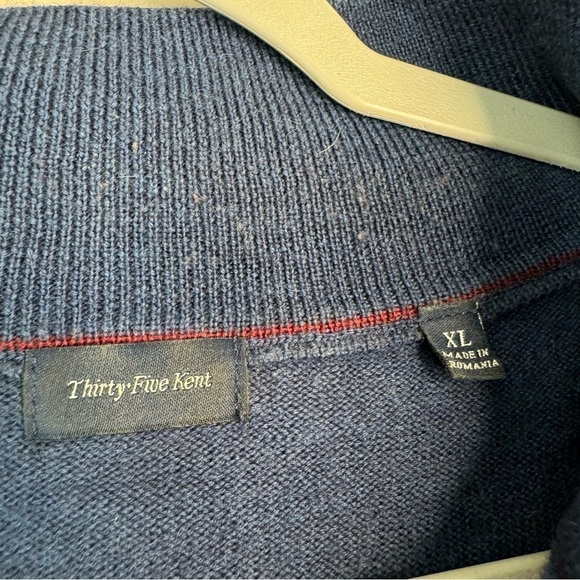 Thirty Five Kent Sweater Mens XL Blue 100% Merino Wool Long Sleeve Pullover Golf - Picture 4 of 6